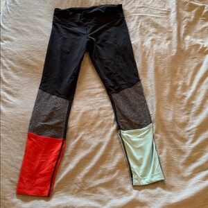 Colorblock Leggings with Red and Mint Accents